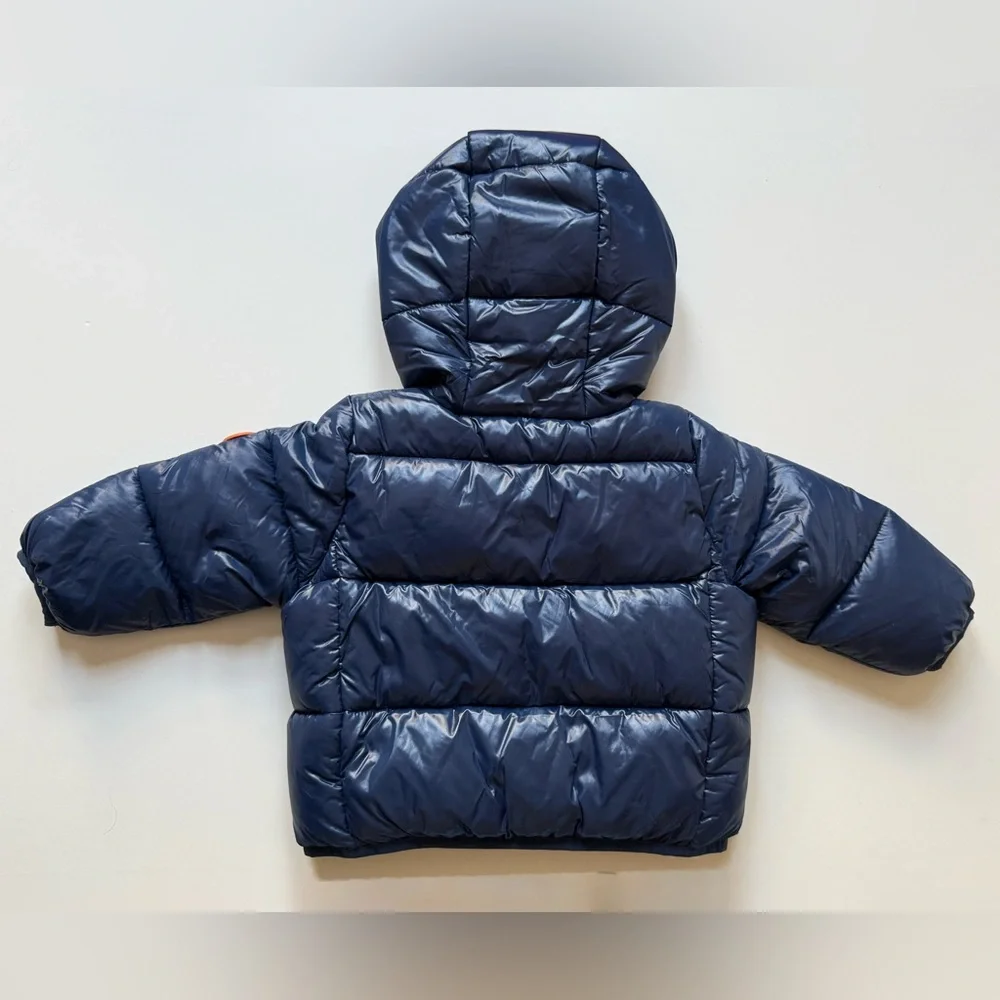 Save The Duck Baby Unisex Navy Jody Hooded Front-Zip Puffer Jacket - Size 9-12M